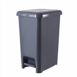 Superio Brand 40 L Onyx Gray Plastic Slim Pedal Step-On Trash Can