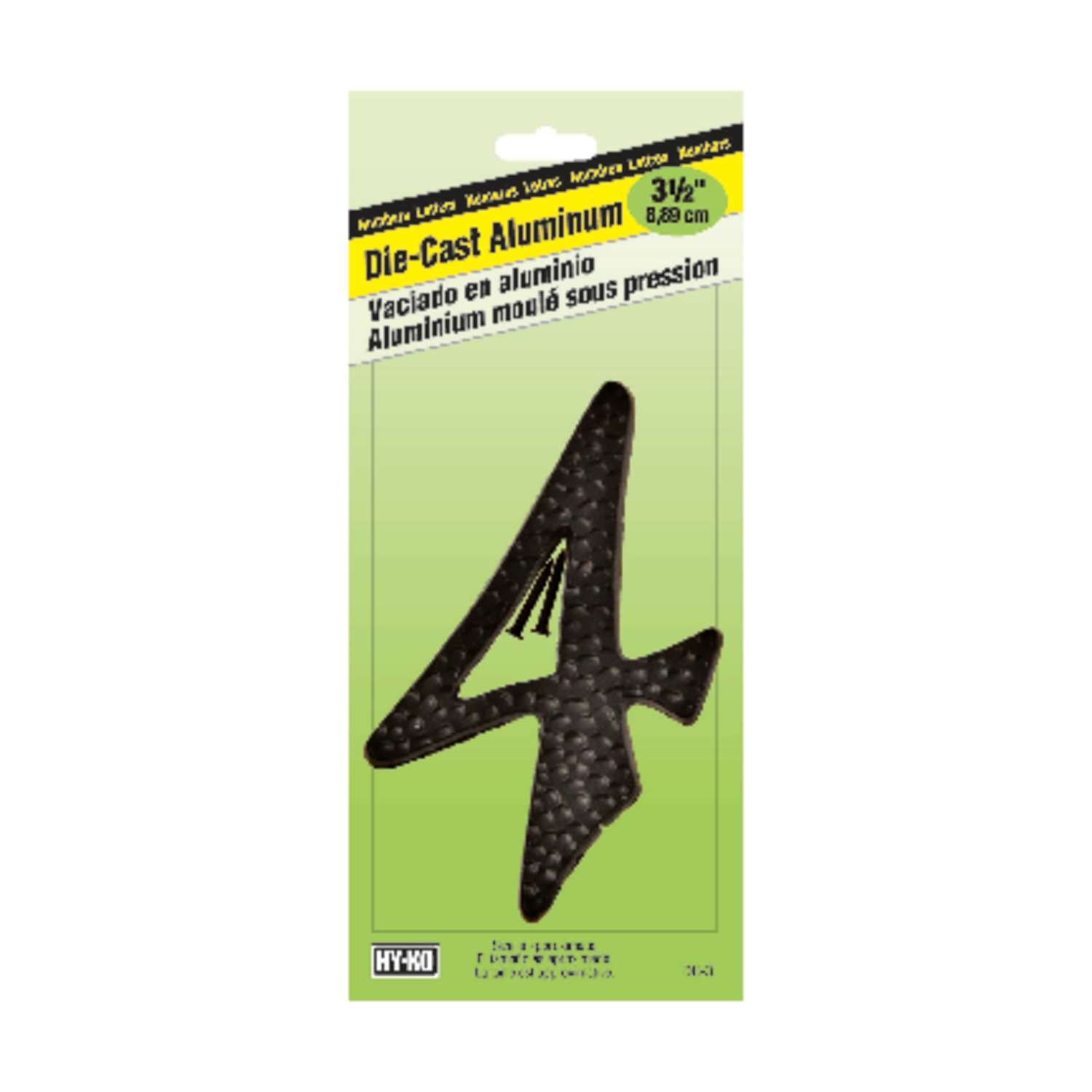 HyKo 31/2 in. Black Aluminum NailOn Number 4 1 pc Ace Hardware