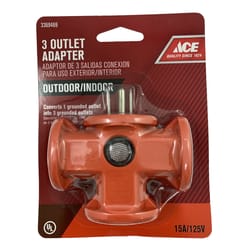 Ace Grounded 3 outlets Adapter 1 pk