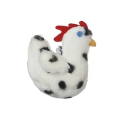Multipet Look Who's Talking Black/White Plush Chicken Dog Toy Small 1 pk