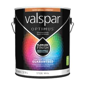 Valspar  Optimus  Semi-Gloss  Basic White  Acrylic Latex  Paint and Primer  1 gal. 