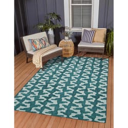 Linon Home Decor Kashey 5 ft. W X 7 ft. L Green Stripes Polyester Accent Rug