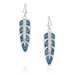 Montana Silversmiths Women's Hawk Feather Opal Blue/Silver Earrings Brass Water Resistant