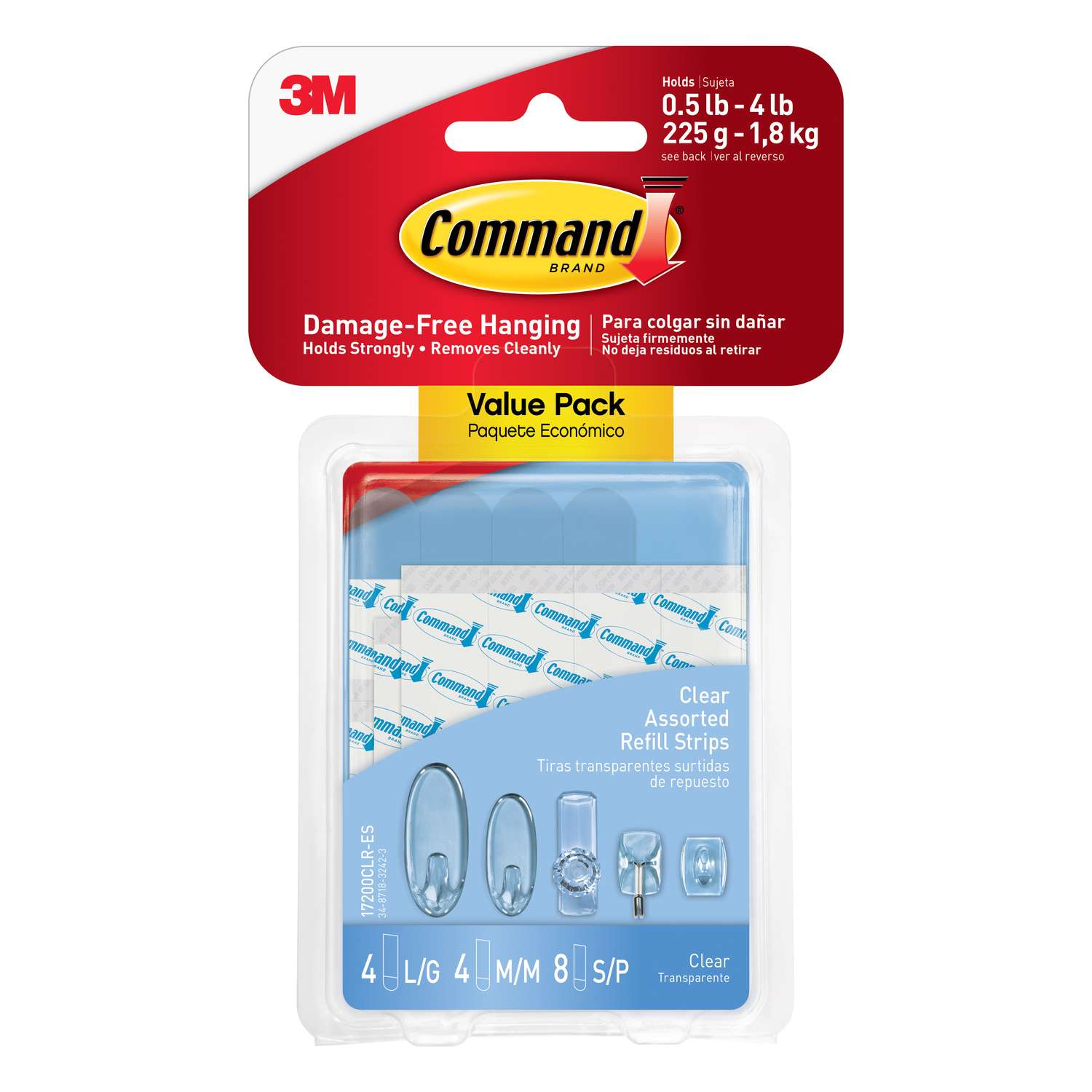 3M Command Assorted Plastic Adhesive Strips 33/8 in. L 16 pk Ace Hardware