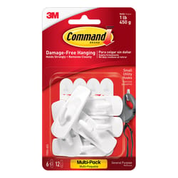 3M Command Small Plastic Hook 2.37 in. L 6 pk