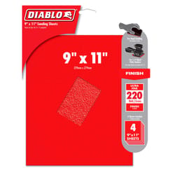 Diablo 9 in. L X 11 in. W 220 Grit Aluminum Oxide Sanding Sheet 4 pk