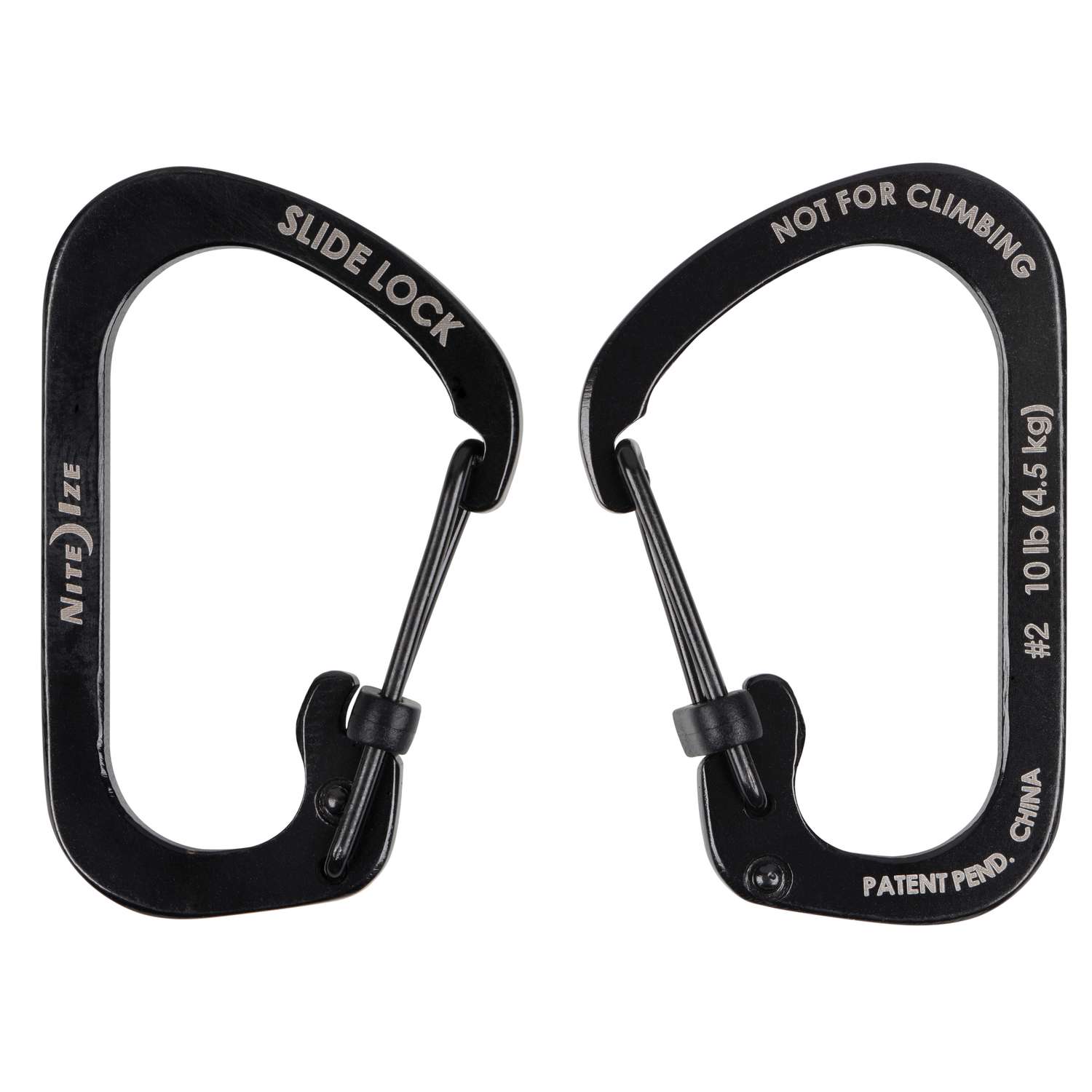 Nite Ize SlideLock 1.8 in. D Stainless Steel Black Carabiner Key Holder