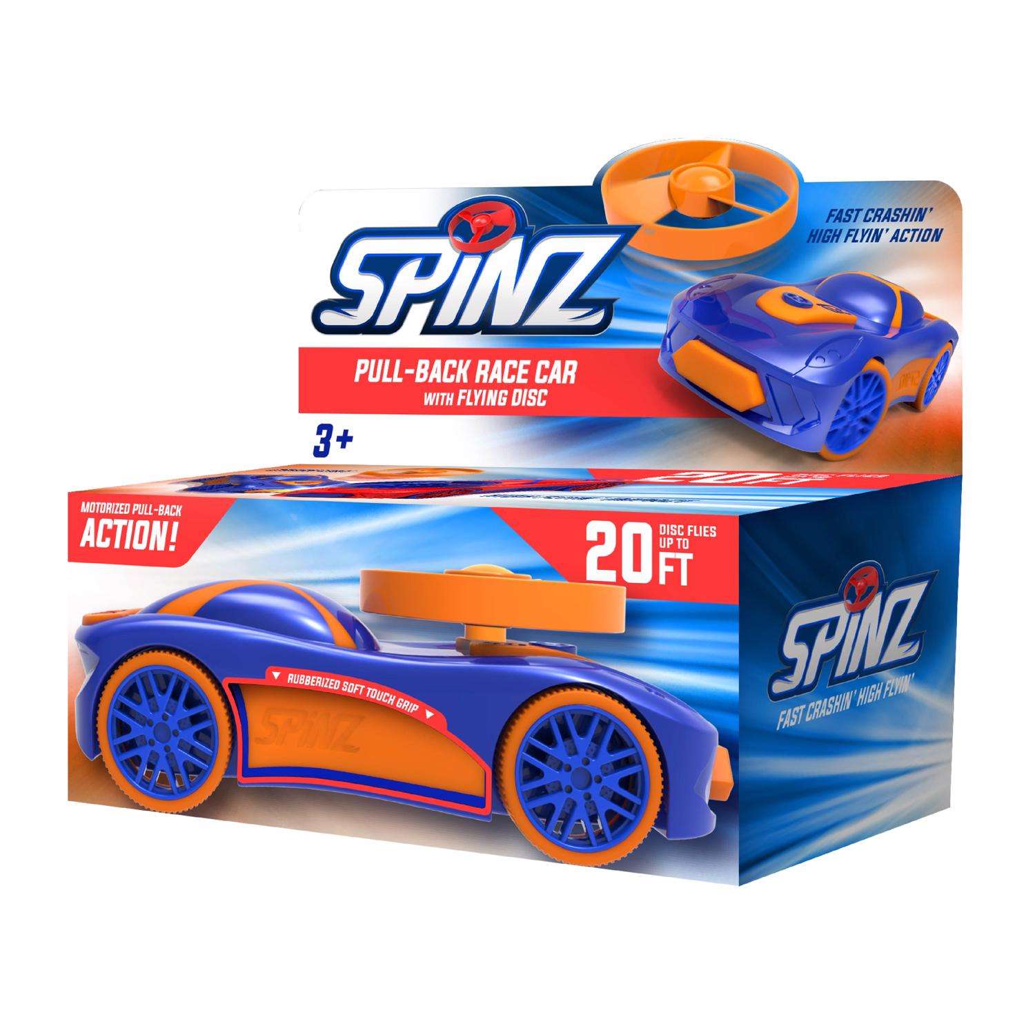 SD Toyz Spinz PullBack Race Car with Flying Disc Plastic Multicolored