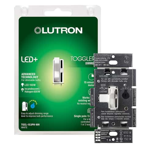 Wireless Dimmer Light Switch and Remote Kit, White, 60' Distance