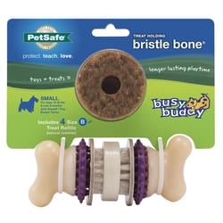 PetSafe Busy Buddy Multicolored Nylon/Rubber Bristle Bone Chew Dog Toy Extra Small 1 pc