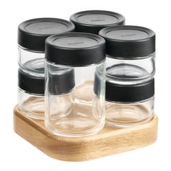 Trudeau Black/Clear Glass/Plastic Rotating Spice Rack