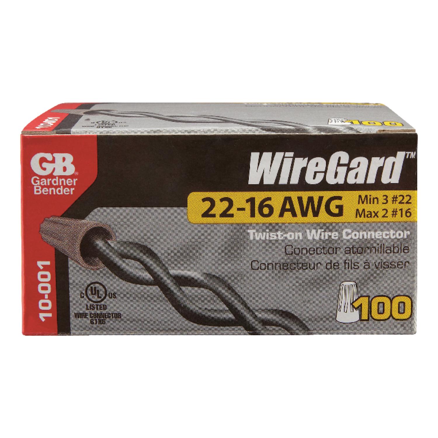 Gardner Bender WireGard 22-16 Ga. Copper Wire Connector Gray 100 pk - 10-001 - Conduit and Housings  sku 10-001