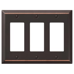 Amerelle Century Aged Bronze 3 gang Steel Decorator Wall Plate 1 pk