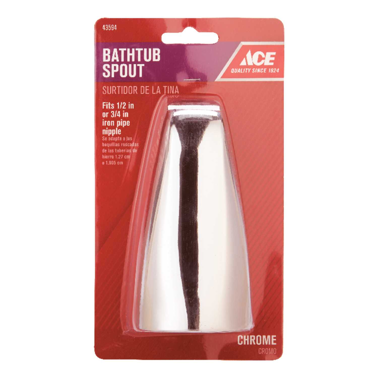 Ace Bathtub Spout n/a Chrome Plated Finish Metal Material Ace Hardware