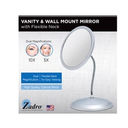 Zadro Triple Vision 5.75 in. H X 5.75 in. W Gooseneck Vanity/Wall Mirror Chrome Silver