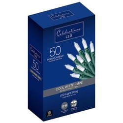 Celebrations Blue LED Mini Cool White 50 ct String Christmas Lights 12 ft.