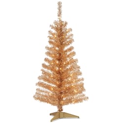 National Tree Company 4 ft. Full Incandescent 70 ct Champagne Tinsel Christmas Tree