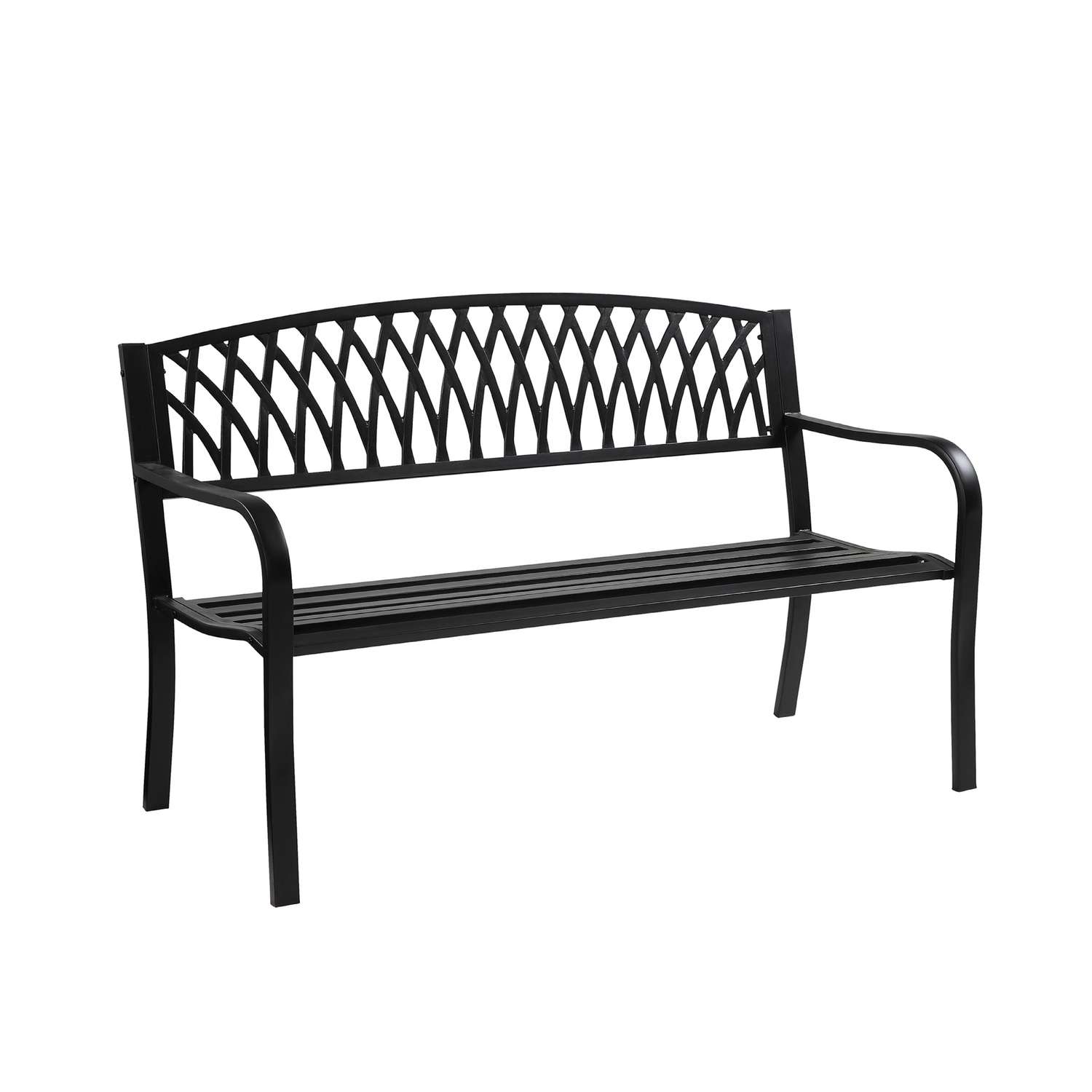 Living Accents Grass Back Park Bench Cast Iron 33.46 in. H X 50 in. L X ...