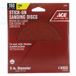 Ace 5 in. Aluminum Oxide Adhesive Sanding Disc 150 Grit Fine 4 pk