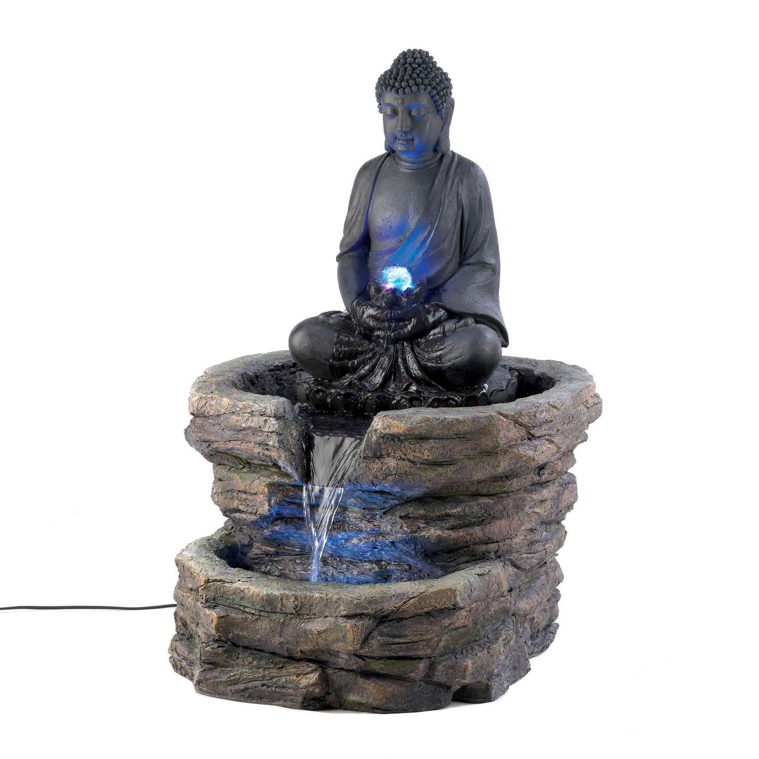 Cascading Fountains Serenity Buddha Polyresin Outdoor Fountain Ace