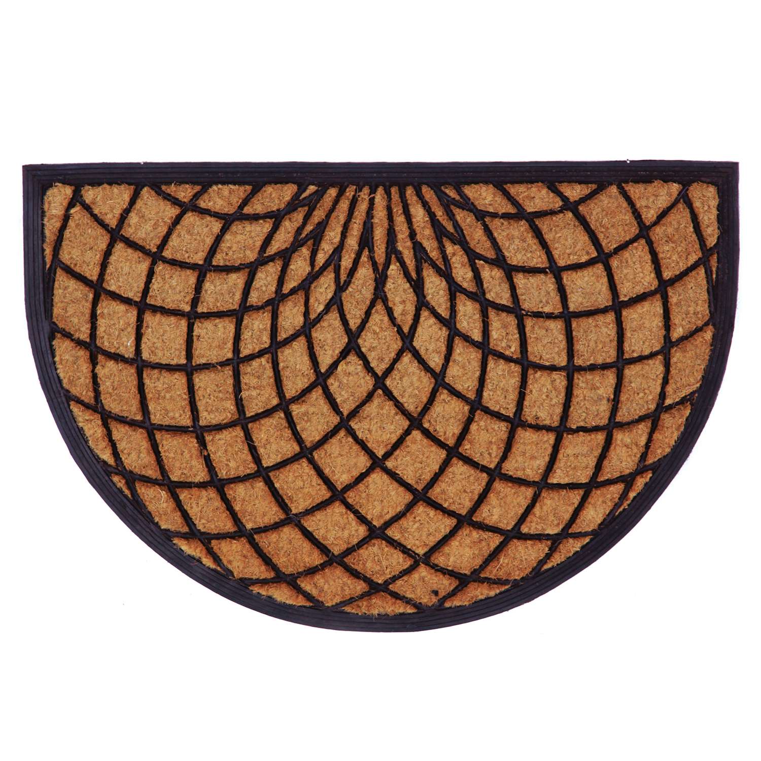Calloway Mills Olympia 3 L X 2 W Black/Brown Semicircle Coir Door Mat