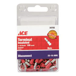 Ace Insulated Wire Male Disconnect Red 100 pk