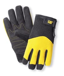 CAT Men's Indoor/Outdoor Padded Work Gloves Black/Yellow XL 1 pair