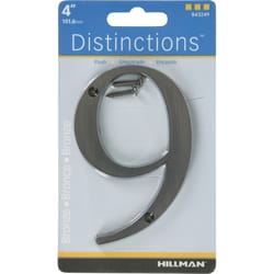 HILLMAN Distinctions 4 in. Bronze Zinc Die-Cast Screw-On Number 9 1 pc