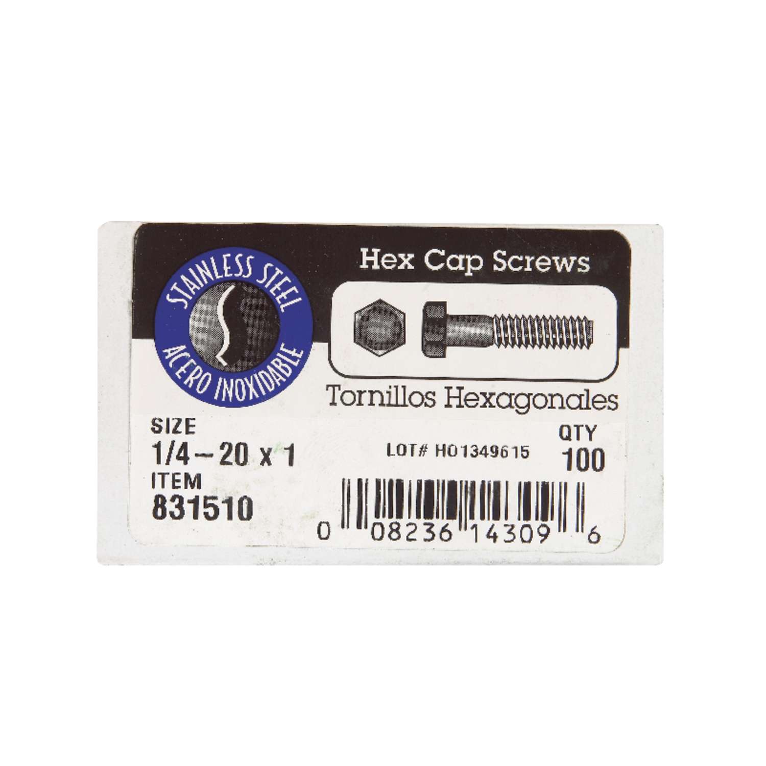 Hillman 1/4-20 in. D X 2 in. L Stainless Steel Hex Head Cap Screw 100 pk Hillman 1/4-20 in. D X 2 in. L Stainless Steel Hex Head Cap Screw 100 pk
