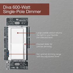 Lutron Diva Almond 600 W Slide Dimmer Switch 1 pk