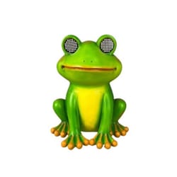 Luxe Light Decor Green Polyresin 12.4 in. H Frog with LCD Eyes Statue