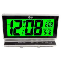 La Crosse Technology Equity 3.66 in. Silver Alarm Clock LCD Battery Operated