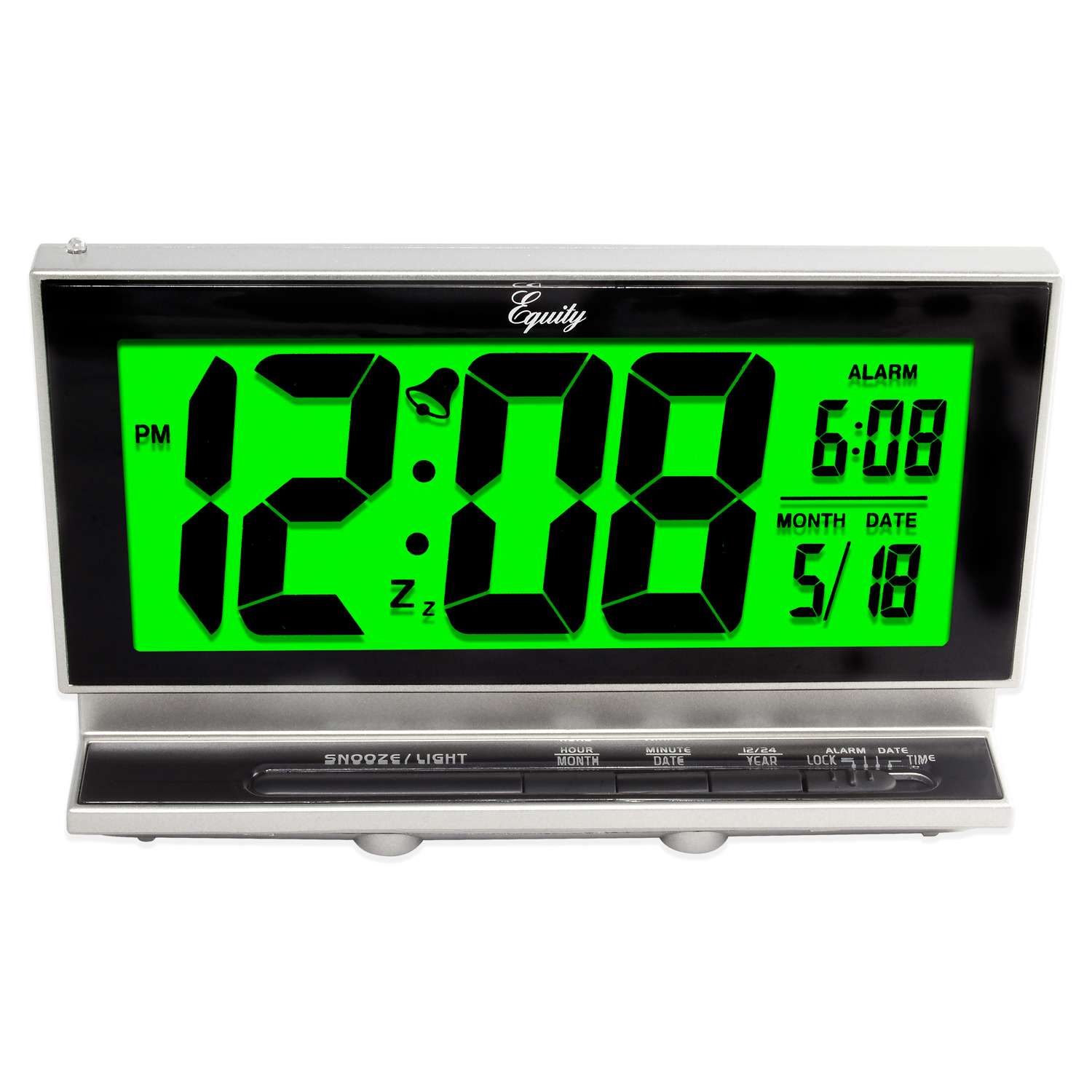 La Crosse Technology Equity 3.66 in. Silver Alarm Clock LCD Battery