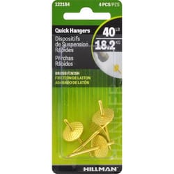 HILLMAN Brass-Plated One Piece Quick Hanger 40 lb 4 pk