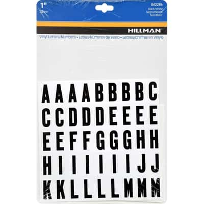 Hillman 1 in. Black Vinyl Self-Adhesive Letter and Number Set 0-9, A-Z ...