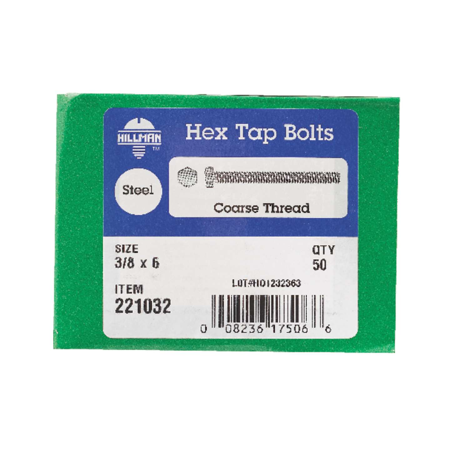 Hillman 3/8 in. D X 4 in. L Zinc Plated Steel Hex Tap Bolt 50 pk