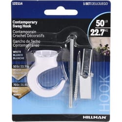 HILLMAN White Classic Hanging Hooks 50 lb 1 pk