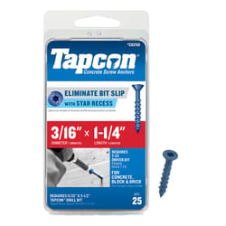 Tapcon 3/16 in. in. X 1-1/4 in. L Star Flat Head High/Low Concrete Screws