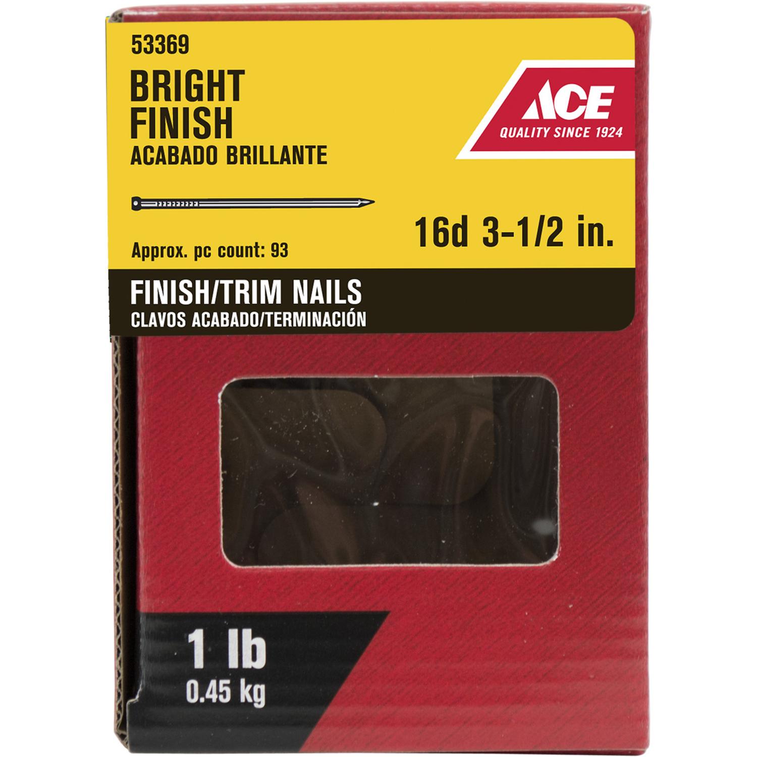 Ace 16D 3-1/2 in. Finishing Bright Steel Nail Countersunk Head 5 lb