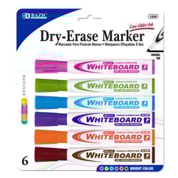 Bazic Products Low Odor Bright Color Dry Erase Markers 6 pk