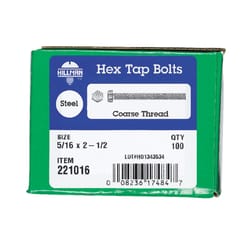 HILLMAN 5/16 in. D X 2-1/2 in. L Zinc Plated Steel Hex Tap Bolt 1 pk