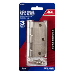 Ace 3-1/2 in. L Satin Nickel Residential Door Hinge 3 pk