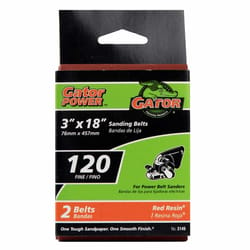 Gator 18 in. L X 3 in. W Aluminum Oxide Sanding Belt 120 Grit Fine 2 pc