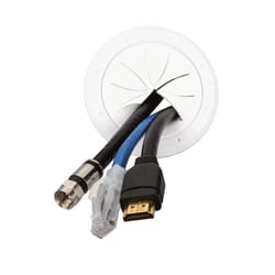 Monster Just Hook It Up White 1 gang Plastic Spring Lock Cable Pass Wall Plate 2 pk