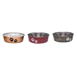 Loving Pets Assorted Bones and Paw Prints Stainless Steel Large Pet Bowl For Dog