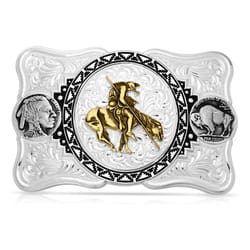 Montana Silversmiths Buffalo Nickel Southwestern with End of the Trail Gold/Silver Belt Buckle