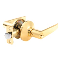 Ace Straight Lever Polished Brass Entry Door Knob 1-3/4 in.