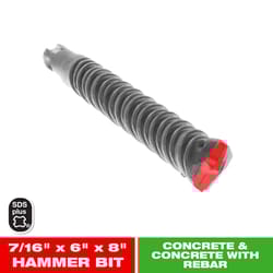 Diablo 7/16 in. X 8 in. L Carbide Tipped 2-Cutter Hammer Drill Bit SDS-Plus Shank 1 pk