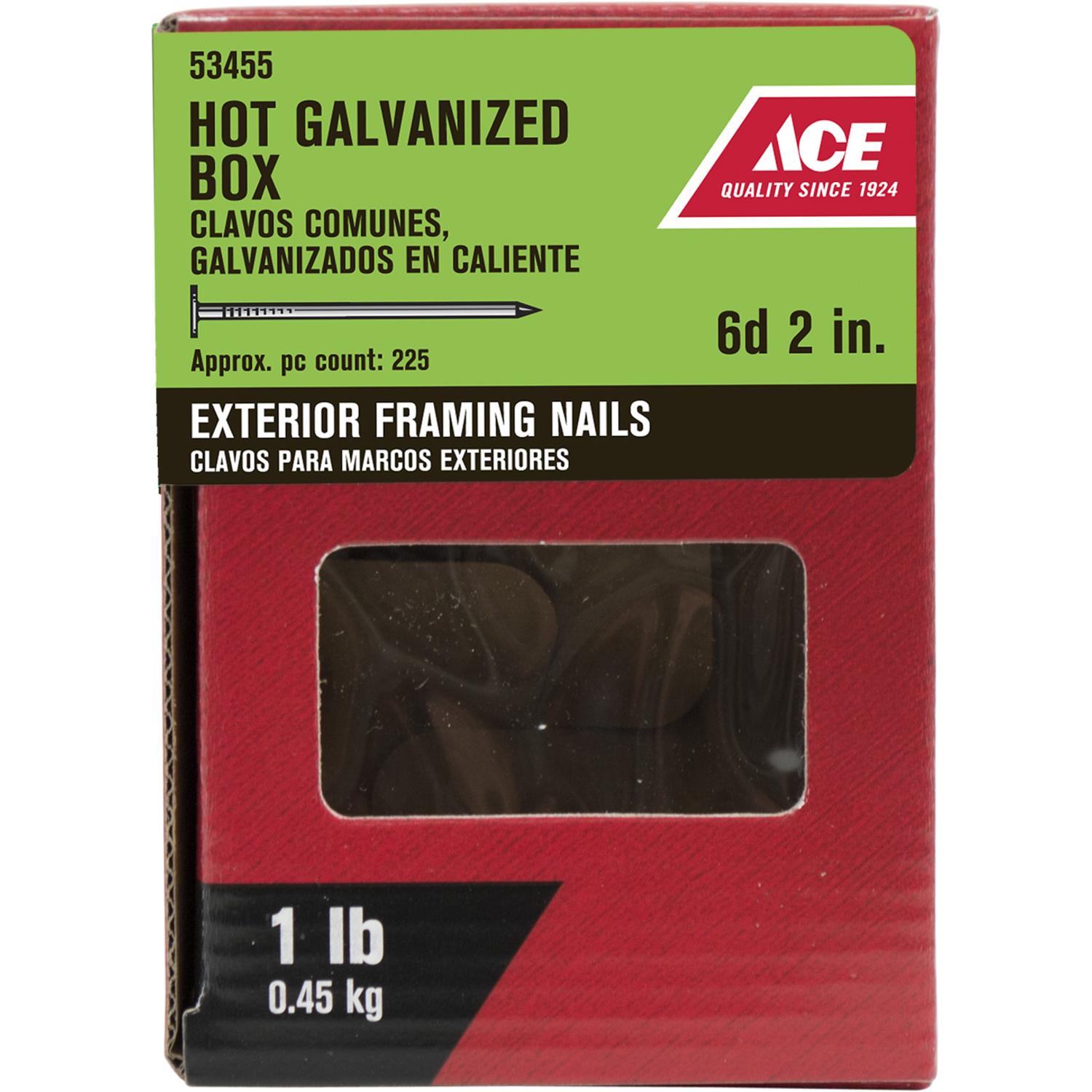 Ace 6D 2 in. Box Hot-Dipped Galvanized Steel Nail Flat Head 1 lb