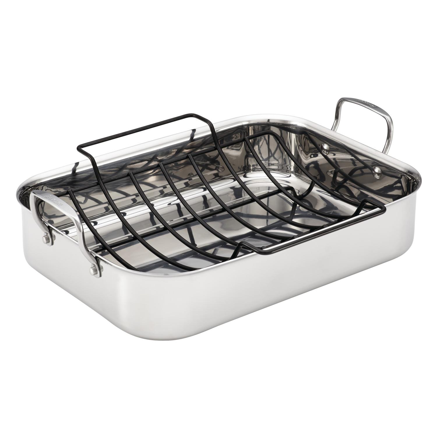 Anolon Tri-Ply Clad Stainless Steel Roaster with Rack Silver Sansujyuku sansujyuku.com